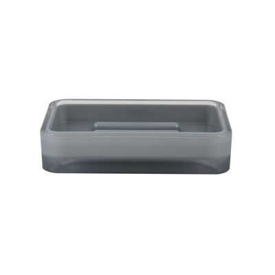 Porte-savon MSV Papeete - Acier Inoxydable Et Plastique Transparent/gris - Dimensions 13x10x3 Cm - 6