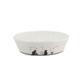 Porte Savon Céramique GATITOS Noir  Blanc MSV