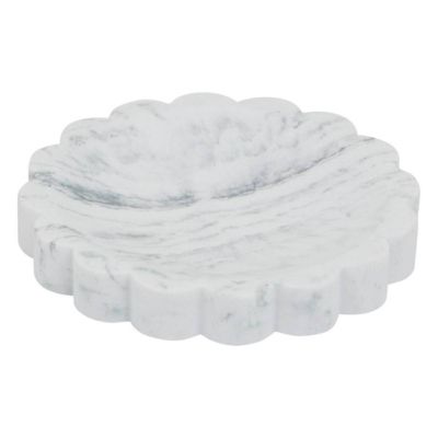 Porte-savon  - Effet marbre en résine (12x12x2 cm - Blanc)