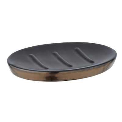 Porte-savon en céramique finition mate Noir, L. 12 x l. 10 x H. 1 cm, BRANDOL