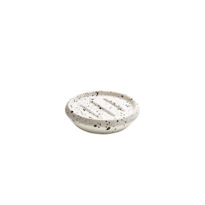 Porte savon en céramique, diam. 11,9 cm, naturel et noir, Demy