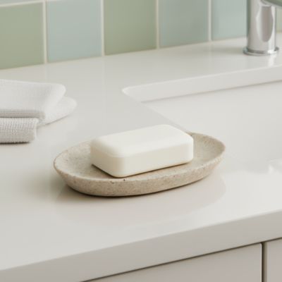 Porte savon GoodHome Balka en résine coloris beige l.10,5 x P.14 x H.1,6 cm