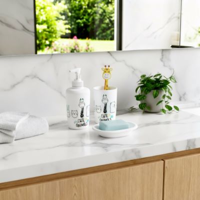 Porte savon GoodHome Enfant en polystyrène coloris blanc l.9,6 x P.13 x H.2,73 cm