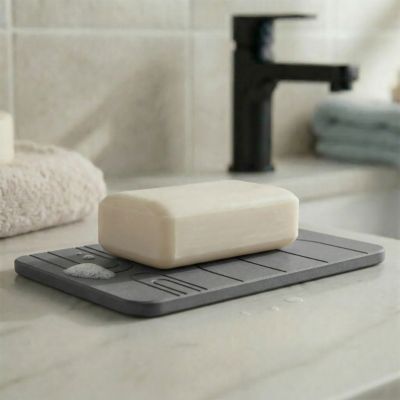 Porte savon gris anti-dérapant en diatomite Casey