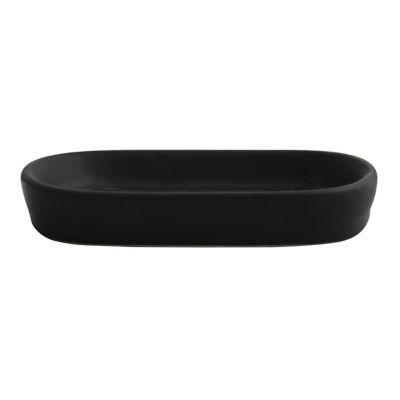 Porte savon MSV Spirella Maonie en céramique coloris noir mat l.13,4 x P.8,7 x H.2 cm