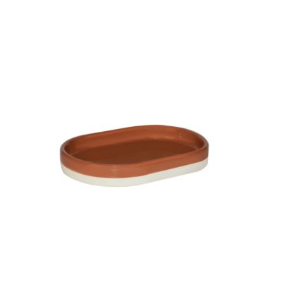 Porte savon terracotta et blanc en céramique l.14,3 x H.2 x P.9,9 cm, GoodHome Koros