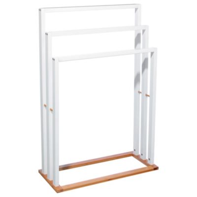 Porte serviette à poser en bambou blanc l. 55 cm x H. 82 cm x P. 24 cm 5five Simply Smart Naturéo