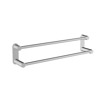 Porte-serviette mural 2 barres rond Chrome 64x11cm (LxP) design acier inox - Série OLA