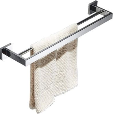 Porte Serviette Murale Salle de Bain, Double Barre Porte-Serviettes, Chromé Miroir Poli, 60 cm