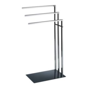 Porte-serviette à  poser 3 barres VERRY chromé - base en verre trempé