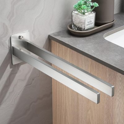 Porte Serviette Salle de Bain Double Porte-Serviettes Murale Brossé en Acier Inoxydable 304 Argent pour Salle de Bain, Cuisine