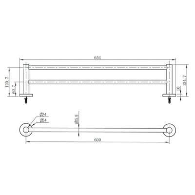 Porte serviettes 2 barres gun métal Essebagno Luisa