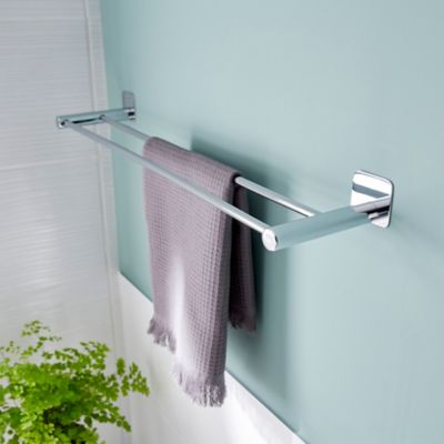 Porte-serviettes 2 barres Koros acier chromé GoodHome 60 cm