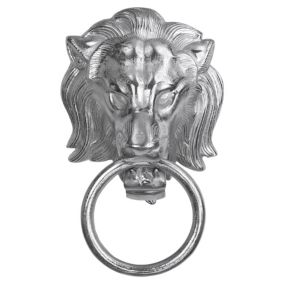 Porte-serviettes anneau tête de lion heurtoir de porte argenté Womo-Design