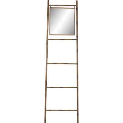 Porte-serviettes échelle élégant avec miroir intégré 55 x 3 x 190 cm Jaune moutarde