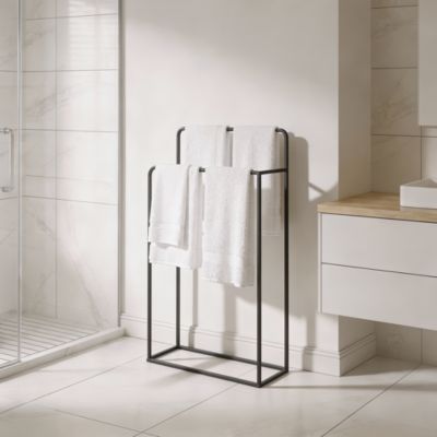 Porte serviettes double à poser GoodHome Elland noir