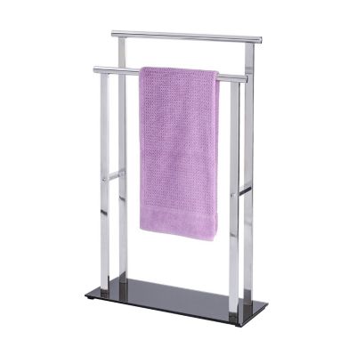 Porte-serviettes double barre en acier inoxydable Gris, L. 50 x l. 20 x H. 82 cm, LAVA