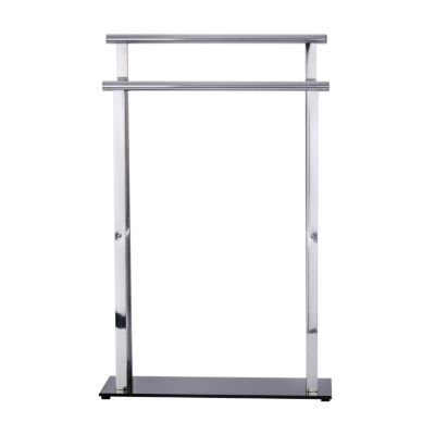 Porte-serviettes double barre en acier inoxydable Gris, L. 50 x l. 20 x H. 82 cm, LAVA