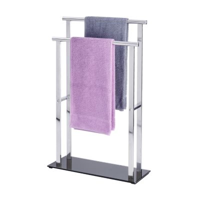 Porte-serviettes double barre en acier inoxydable Gris, L. 50 x l. 20 x H. 82 cm, LAVA
