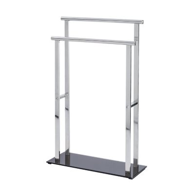 Porte-serviettes double barre en acier inoxydable Gris, L. 50 x l. 20 x H. 82 cm, LAVA