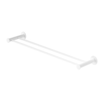 Porte-serviettes double mural en acier inoxydable blanc l.60 cm Cavally GoodHome