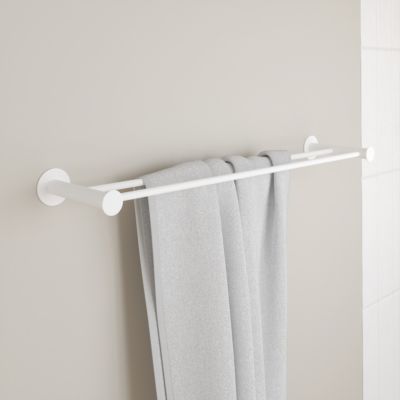 Porte-serviettes double mural en acier inoxydable blanc l.60 cm Cavally GoodHome