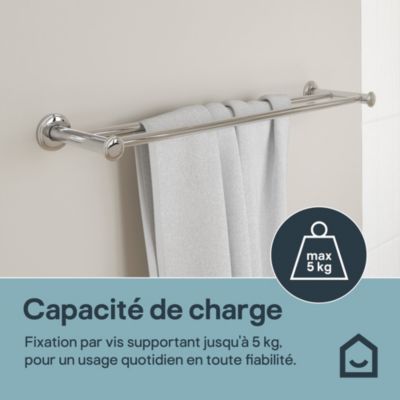 Porte-serviettes double mural en acier inoxydable chromé l.60 cm Endell GoodHome