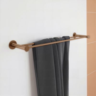 Porte-serviettes double mural en acier inoxydable cuivré l.60 cm Cavally GoodHome