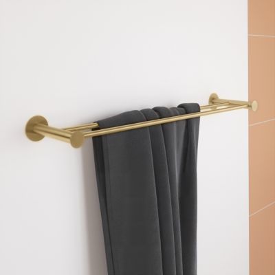 Porte-serviettes double mural en acier inoxydable or l.60 cm Cavally GoodHome