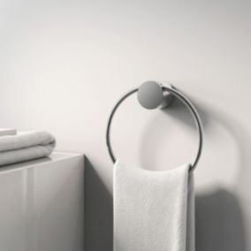 Porte-serviettes en laiton en forme d'anneau SDVHR au design arrondi, Chrome, Série VERSA