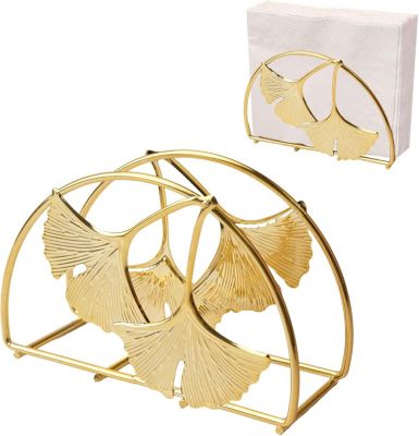 Porte-serviettes en métal, 2 pièces, porte-serviettes en papier en forme de feuille de ginkgo, distributeur de rangement décoratif