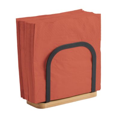 Porte serviettes en métal noir et bambou
