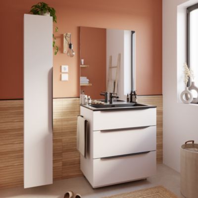 Porte serviettes l.39 cm en métal noir pour meuble sous vasque, Pamili