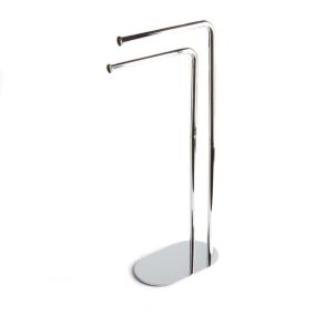 Porte-Serviettes Moderne Sur Pied Avec 2 Porte-Serviettes Et Base Ovale Chromée