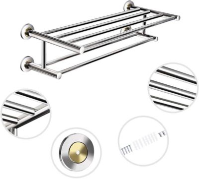 Porte-serviettes Sur Pied HOMCOM 2 Niveaux - Métal Noir 66x20x110cm - Pour Salle De Bain Ou Buanderie