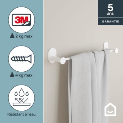 Porte-serviettes mural en acier inoxydable blanc l.40 cm Cavally GoodHome
