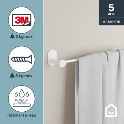 Porte-serviettes mural en acier inoxydable blanc l.60 cm Cavally GoodHome