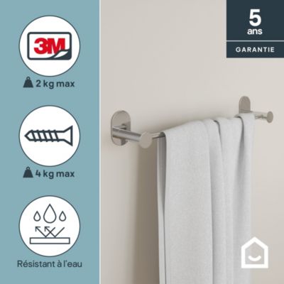 Porte-serviettes mural en acier inoxydable chromé l.40 cm Cavally GoodHome