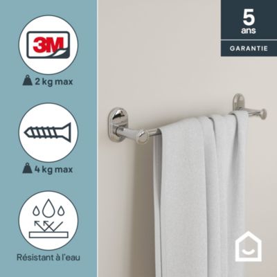 Porte-serviettes mural en acier inoxydable chromé l.40 cm Endell GoodHome