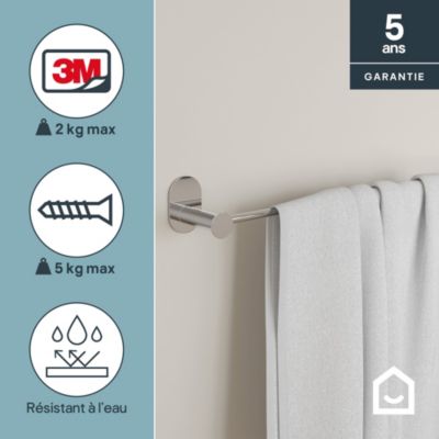 Porte-serviettes mural en acier inoxydable chromé l.60 cm Cavally GoodHome