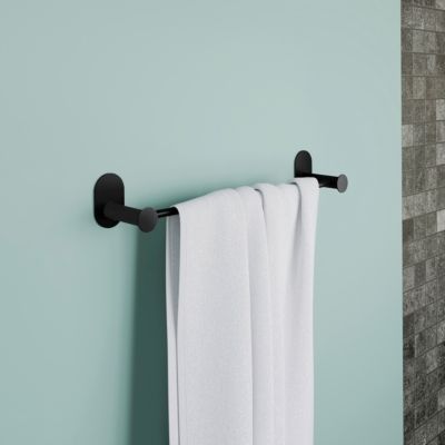 Porte-serviettes mural en acier inoxydable noir l.40 cm Cavally GoodHome