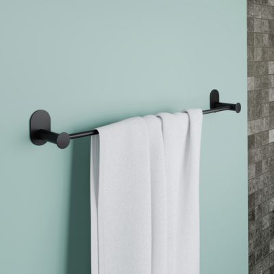 Porte-serviettes mural en acier inoxydable noir l.60 cm Cavally GoodHome