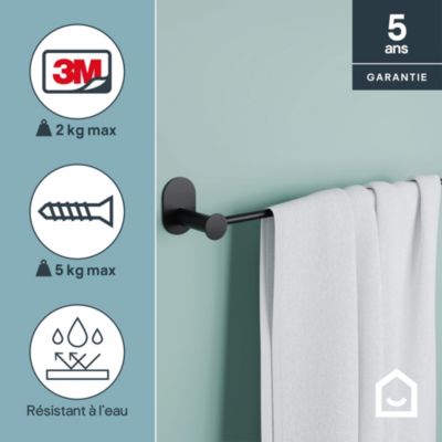 Porte-serviettes mural en acier inoxydable noir l.60 cm Cavally GoodHome