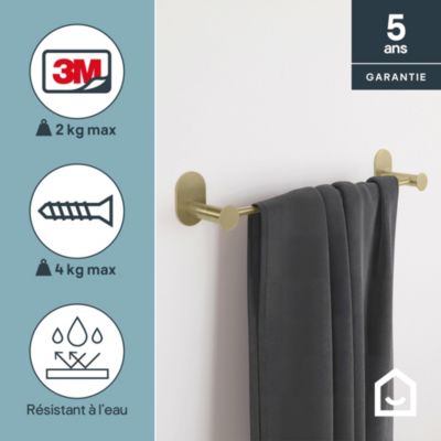 Porte-serviettes mural en acier inoxydable or l.44,5 cm Cavally GoodHome