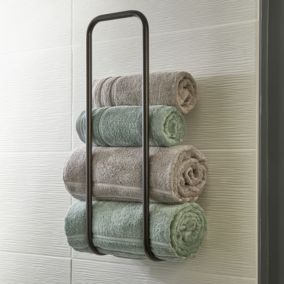Porte-serviettes sans perçage, porte-serviettes de bain mural avec 2 porte- serviettes, porte-serviettes d
