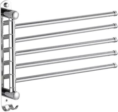 Porte-serviettes mural pivotant en acier inoxydable avec 5 barres pour cuisine et salle de bain