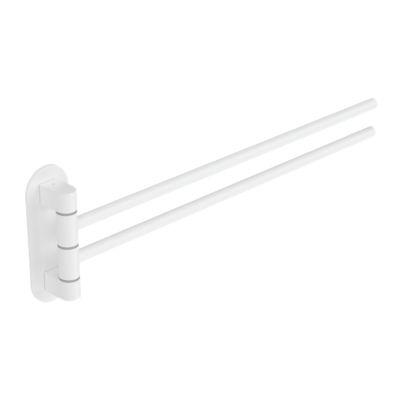 Porte-serviettes pivotant mural en acier inoxydable blanc Cavally GoodHome