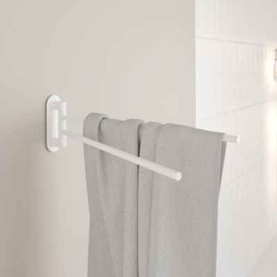 Porte-serviettes pivotant mural en acier inoxydable blanc Cavally GoodHome