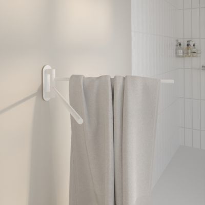 Porte-serviettes pivotant mural en acier inoxydable blanc Cavally GoodHome