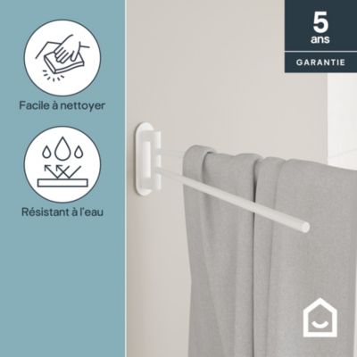 Porte-serviettes pivotant mural en acier inoxydable blanc Cavally GoodHome